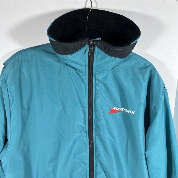 Vintage Rossignol Teal Fleece Lined Full Zip Jacket Winter Coat Men's XL - Picture 3 of 11
